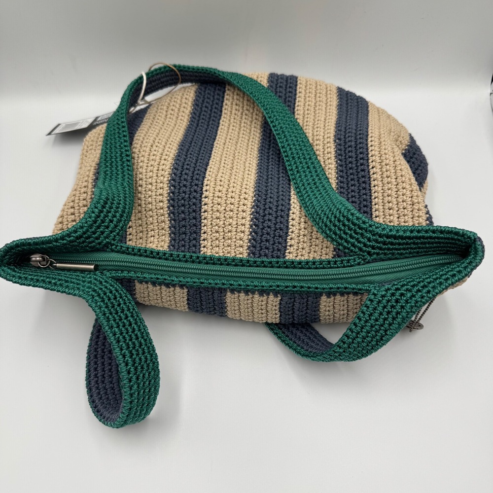 The Sak Gen Tote Bag Women's Green Beige Striped Crochet Recycled 109915 - Picture 9 of 12
